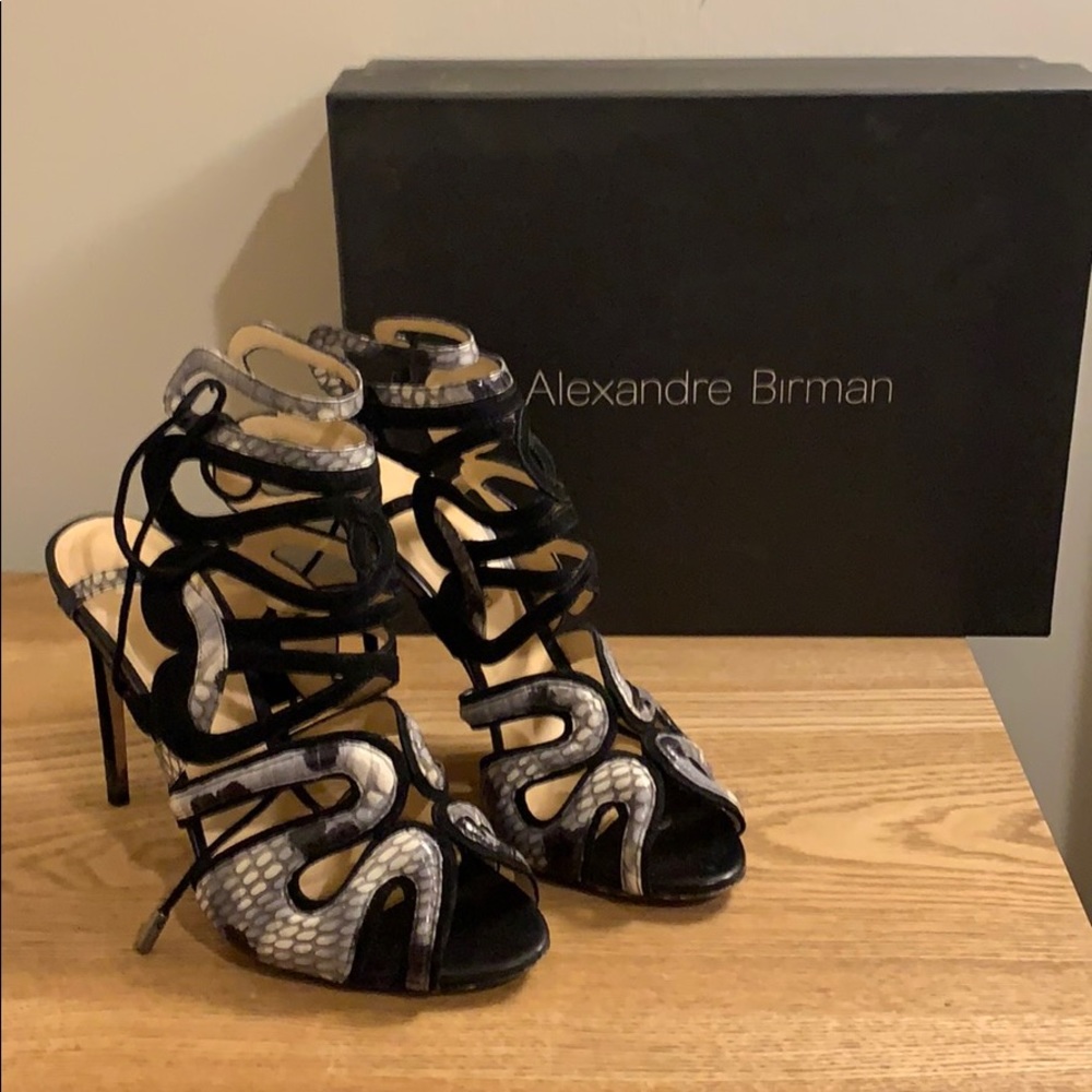 Alexandre Birman Snake and Suede Cutout Sandal